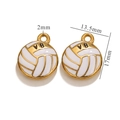 Golden volleyball enamel pendant with VB lettering and detailed dimensions shown - Volleyball-White