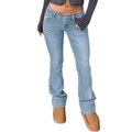 Slim fit flare jeans in light blue wash with vintage faded finish and low waist - XS / Light Blue
