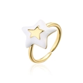 Anillo de estrella ajustable bañado en oro de 18K con esmalte blanco y fondo blanco - Abierto Ajustable / Blanco