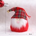 Christmas gnome doll in red with plaid hat and gold bell, size 11cm x 8cm decoration - Red Black Plaid Curved Hat Gold Bell Gnome (11cm)