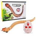 Realistic infrared remote control rattlesnake toy in orange-brown with egg-shaped remote - Remote Control Rattlesnake - Orange