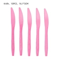Set of 10 bright pink disposable plastic party knives for birthday party tableware - Pink Knife