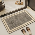 Absorbent grey and beige woven bathroom mat with anti-slip texture and soft fabric - Thin Style / 40*60cm / Geyun - Rectangular with Rounded Corners