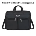 Black 20 inch waterproof Oxford business briefcase with dual front pockets and shoulder strap - Style 3 (Nylon Fabric/40cm)