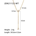 Detailed dimension guide for gold stainless steel necklace with zircon pendant - Gold (JDN21132-WT)