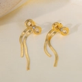 Orecchini a fiocco dorati con strass brillanti e lunghe nappe a catena di serpente - Orecchini con Fiocco (G3091) / Oro