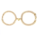 Pulseras de pareja bañadas en oro con eslabones cubanos y cierre magnético de corazón - cubana cadena / Dorado