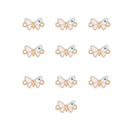 Set of 10 golden butterfly connectors with white enamel and blue evil eye detail - Style 4 Gold White Butterfly