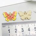 Yellow and orange enamel butterfly charm with gold base for DIY jewelry making - 1Pc Yellow & Orange Drip Oil Butterfly / 15*22mm
