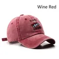 Vintage washed cotton baseball cap in wine red with Surf Wave 3D embroidery detail - Burgundy