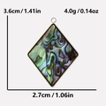 Detail view of abalone shell rhombus pendant with 3.6cm height and 2.7cm width dimensions - Diamond / Steel