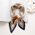 Pleated silk scarf with geometric prints in orange, beige and navy blue for women - Orange Blue Polka Dot