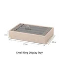 Small jewelry tray for rings in beige textured finish with grey velvet slots 15x10x3cm - Small Ring Bar Tray
