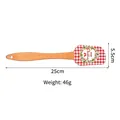 Red plaid silicone spatula with Christmas wreath and wood handle, 25cm long - Christmas Wreath Style