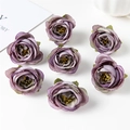 Close-up of vintage purple silk rose buds for DIY wedding box floral arrangements - 7 Pcs Pack / Violet