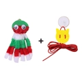 Hanging cat toy set with colorful plush octopus doll and yellow suction cup attachment - Christmas Octopus Cat Toy