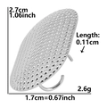 Detailed dimensions of round 304 stainless steel earrings with hammer texture finish - Honeycomb Texture Oval (D26) / Silver