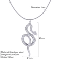 Minimalistische silberne Schlangenkette aus Edelstahl mit Perlenanhänger - Stahl-Schlangen-Halskette (S11)