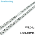 Collana da uomo a catena bizantina argentata con finitura sabbiata e chiusura a moschettone - 600mm*4mm(KN117520-Z)