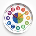 Colorful educational wall clock for children with easy-to-read minute scales and white frame - Color Ball White Frame