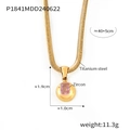 Gold-plated titanium necklace with a sphere pendant and pink rectangle zircon stone - Gold October Pink Zirconia (P1841)