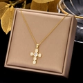 Gold - Mixed Cut Zirconia Cross (0254)
