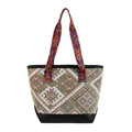 Ethno-Stil große Shopper-Tasche mit bunten geometrischen Trägern und Vintage-Webmuster - Gelb