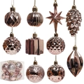 Pink and rose gold assorted Christmas tree ornaments set with geometric and star shapes - Rose Gold