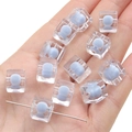 Transparente Acrylperlen in Würfelform mit hellblauem Kern für DIY Schmuckdesign - 10 Stück/Packung / Transparentes Blau