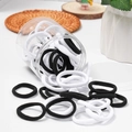 Black and white high-elasticity hair ties set with a transparent cylindrical storage jar - Black & White Duo (50Pcs Jar)