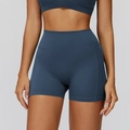 Slim fit high-waisted navy blue yoga shorts in brushed fabric for athletic performance - S / Grey Blue