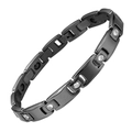 Pulsera magnética de acero inoxidable negro con detalles de diamante estilo pirámide - Estilo de Mujer / Negro