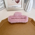 Pink plush faux fur claw clip for women, soft winter hair accessory in elegant style - Dusky Pink