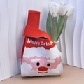 Christmas themed red knitted tote bag with Santa Claus pattern and Merry Christmas text - 20cm Base / Red English Version Santa Claus