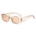 Retro rectangle champagne sunglasses with transparent frames and wide temple arms - Light Tea Frame Tea Lens