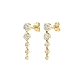 Elegantes pendientes dorados con cinco piedras brillantes en diseño vertical - Dorado