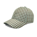 Stijlvolle gebreide honkbalpet met pied-de-poule patroon in blauw en bruin voor buiten - M(56-58cm) / Groen