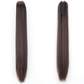 Long straight dark brown ponytail extension with a secure claw clip attachment - 4-Medium Brown