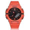 OHSEN digital sports watch with orange silicone strap and 50M water resistance - Orange
