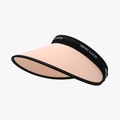 Peach pink sun visor with black headband and white embroidery for women's UV protection - Adjustable / Pink