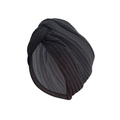 Turbante elástico grueso con diseño de nudo cruzado en punto acanalado negro - Negro
