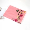 Pink rectangular scarf with colorful floral embroidery and elegant lightweight fabric - 170x90cm / Pink