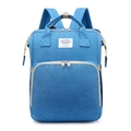 Close-up of light blue baby diaper bag showing durable fabric and front zipper pocket - Light Blue
