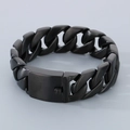 Polished 20mm black stainless steel Cuban link bracelet with secure clasp closure - Matte Black (KB137060-BD)