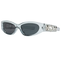 Y2K Sonnenbrille in Hellblau transparent mit silbernem Metallstern und dunklen Gläsern - Rauchgrau
