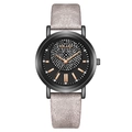 Fashionable women's star dial watch with rose gold indices and sparkly grey leather strap - Gray