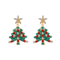 Exaggerated golden Christmas tree earrings with colorful rhinestones for women - 04 KC Gold M-812
