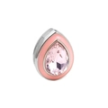 Pink gemstone charm with silver metal base and pink enamel for 10mm mesh bracelet - Silver Teardrop Pink Edge Pink Crystal