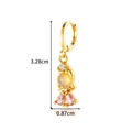 Golden mermaid tail earrings with pink gemstones and dimensions 3.28cm by 0.87cm - 498-5# White Pink Fish Style (Pair)