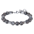 Detail of 8mm map stone beaded bracelet with stainless steel lobster clasp and chain - Flame Stone Bracelet